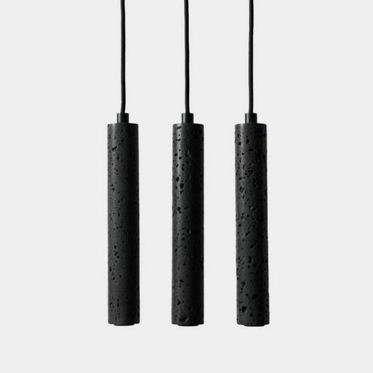 Black Lava A Stone Minimalist Line Pendant Light