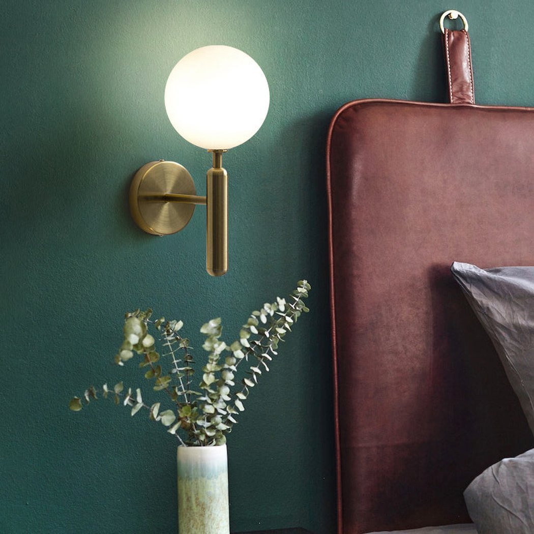 Art Deco Carlisle Glass Ball Brass Wall Light