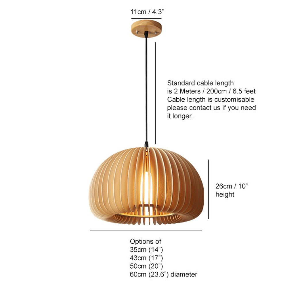 Septo Wooden Shade Japandi Pendant Light