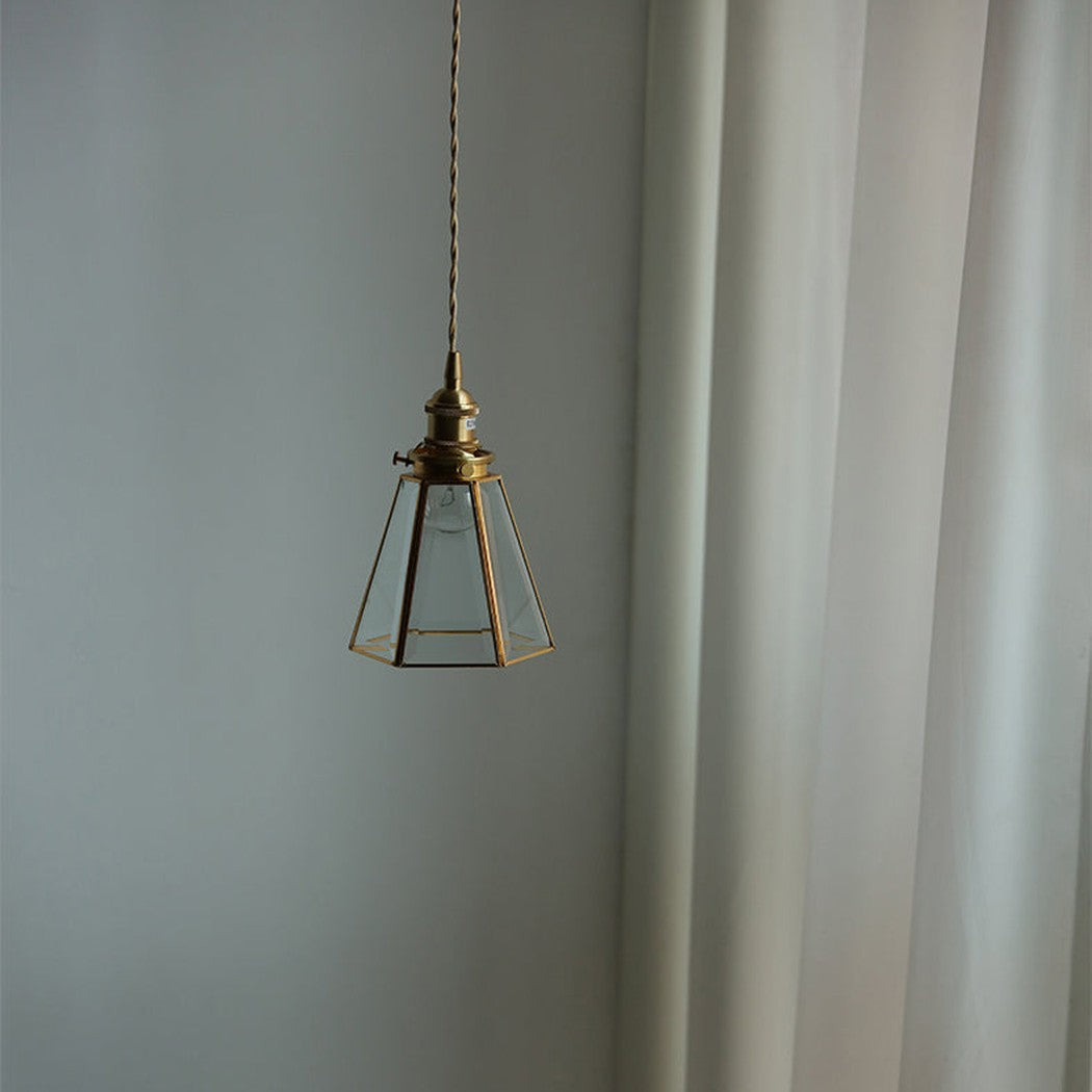 Lanterna brass frame glass pendant light