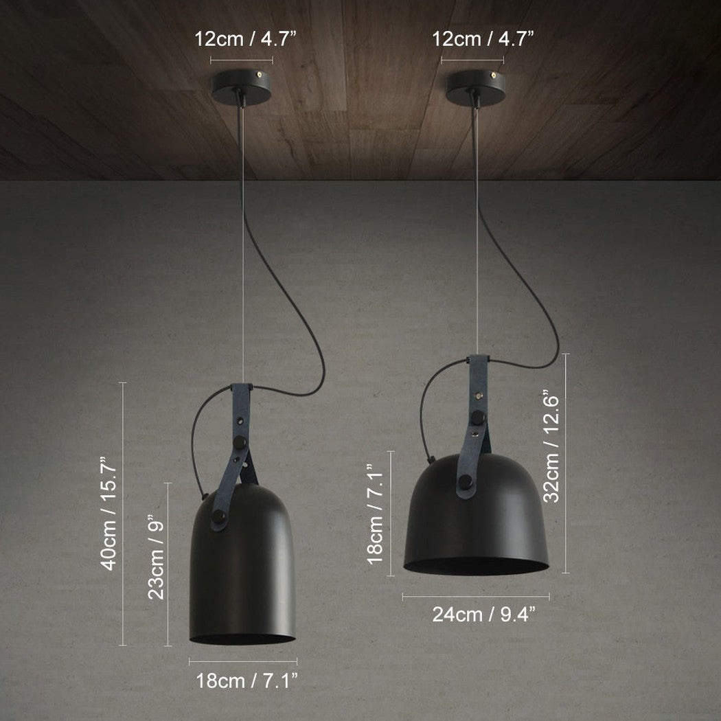 Kemi loft minimalist monochrome pendant light with strap handle