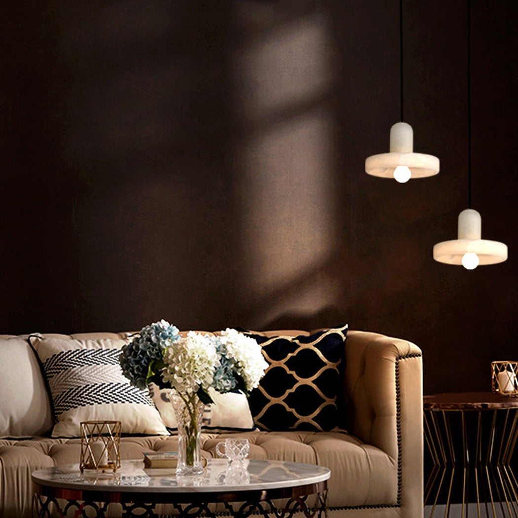 Carrara White Stone Minimalist Line Elegant Pendant Light