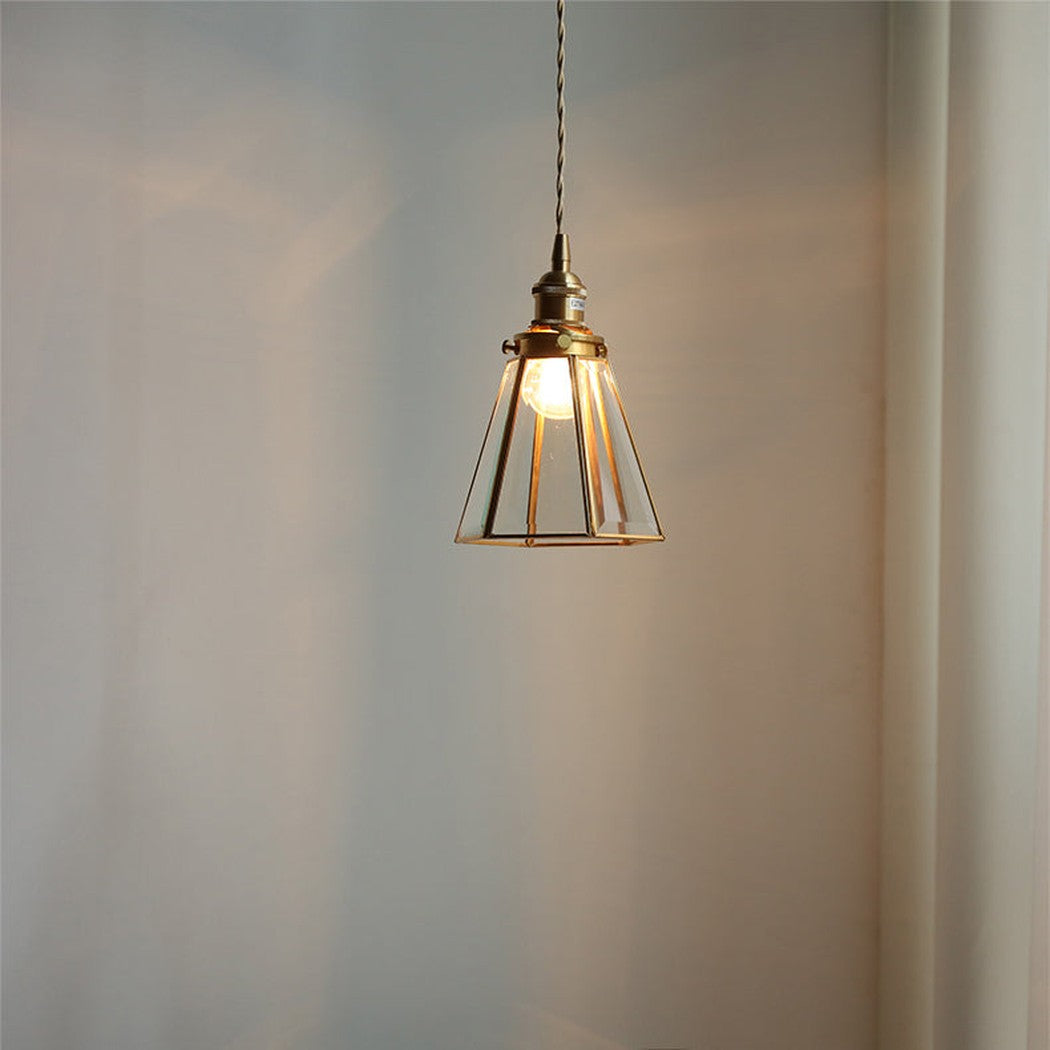 Lanterna brass frame glass pendant light