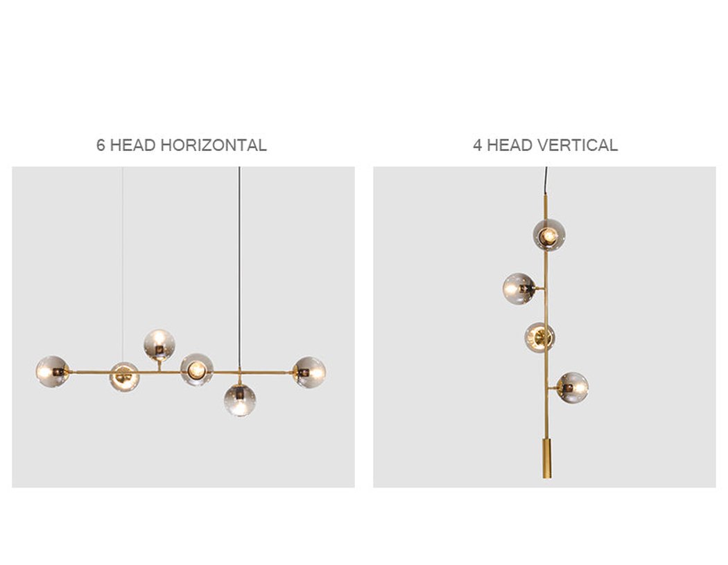 Olive Tree Branch Line Chandelier vertical and horizontal orientation