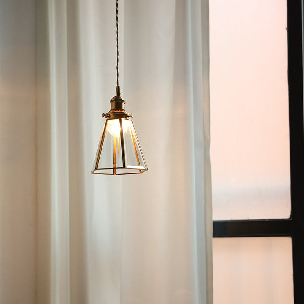Lanterna brass frame glass pendant light