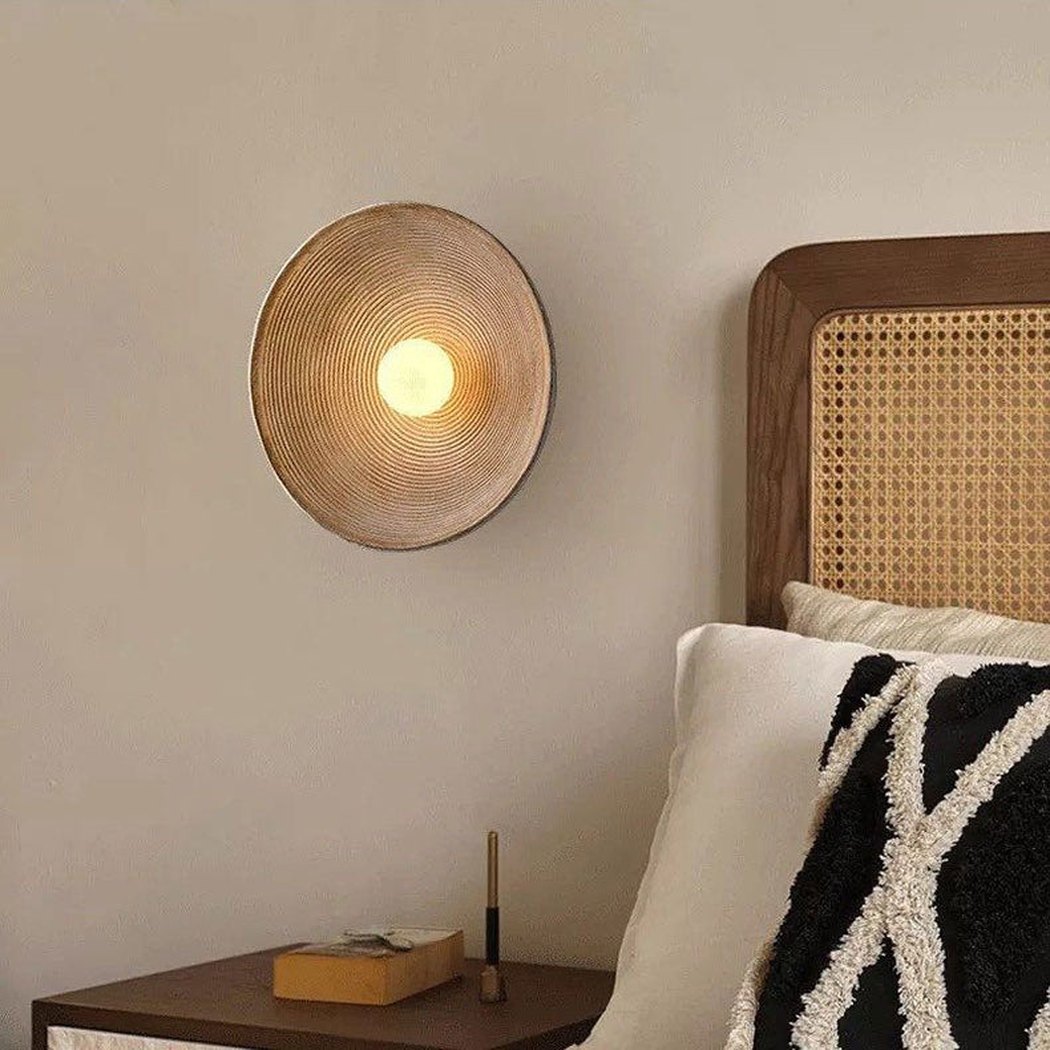 Longleaf Wooden Texture Plate Wall Light In White