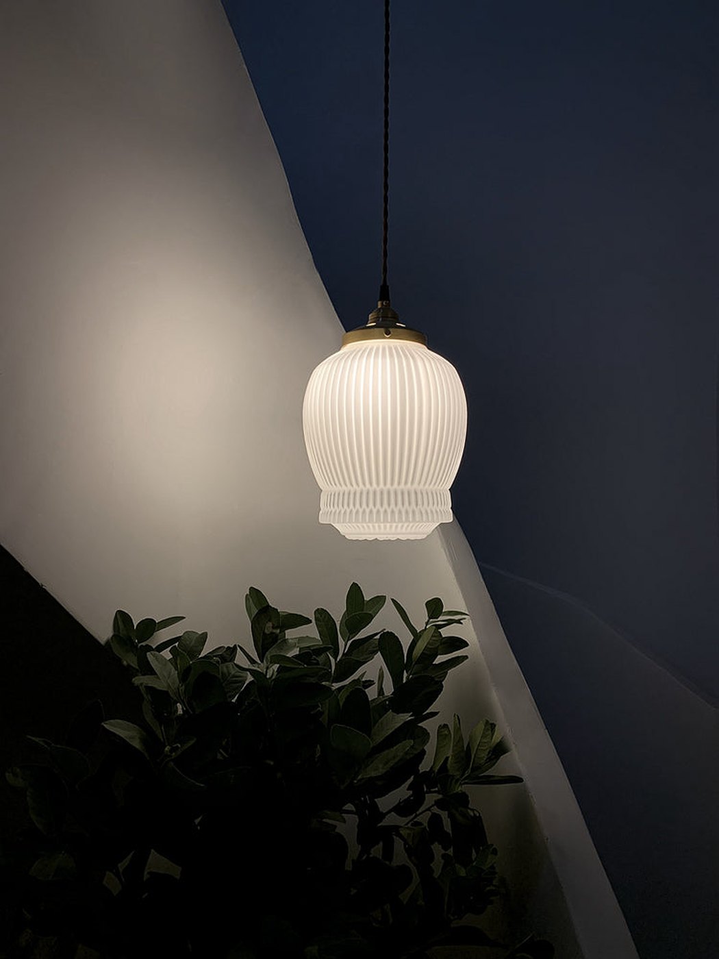 Greta fluted frosted glass mid century modern pendant light