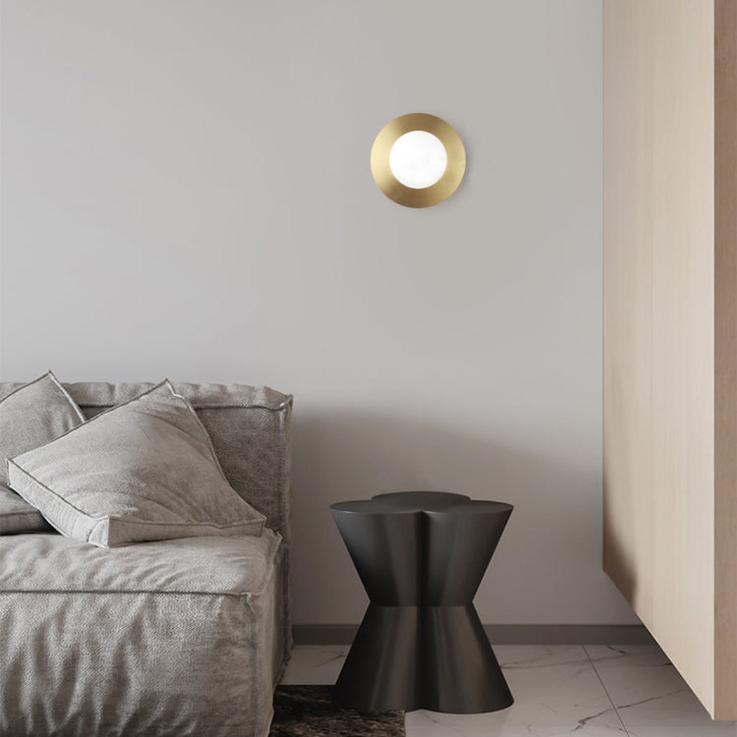 Rund Brass Plate Frosted Glass Mid Century Modern Wall Light / Ceiling Light