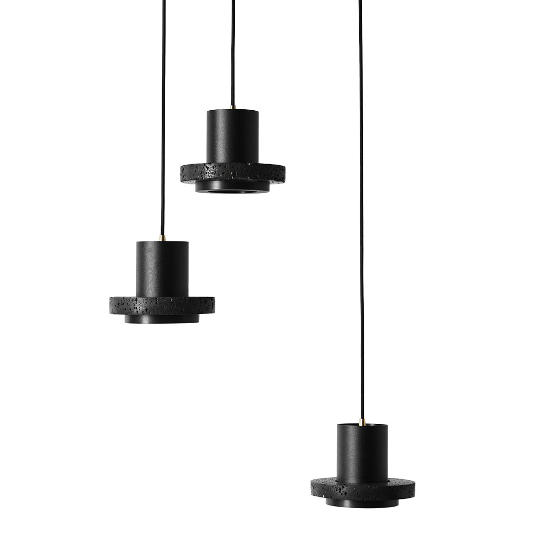 Black Lava C Concrete Minimalist Line Pendant Light