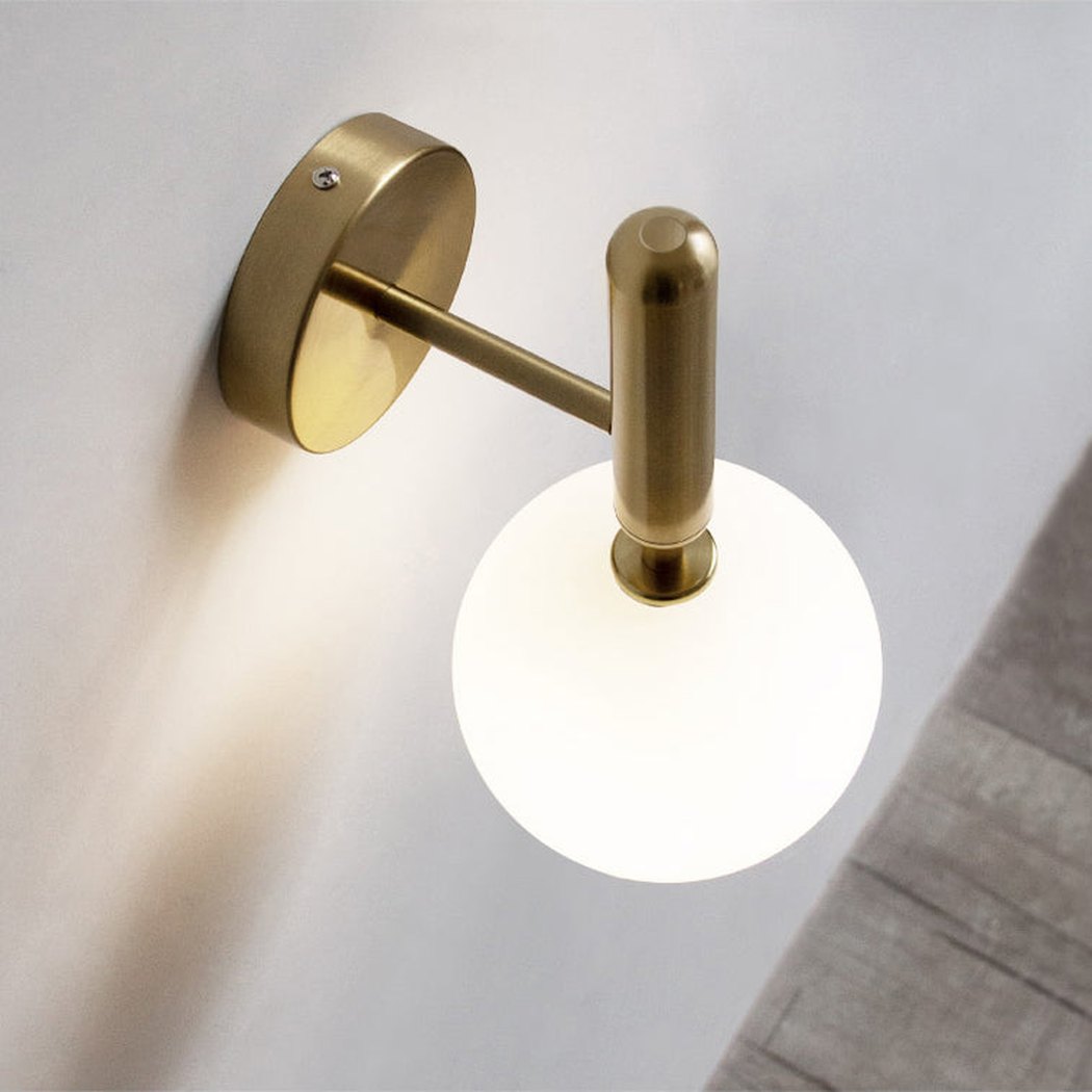 Art Deco Carlisle Glass Ball Brass Wall Light