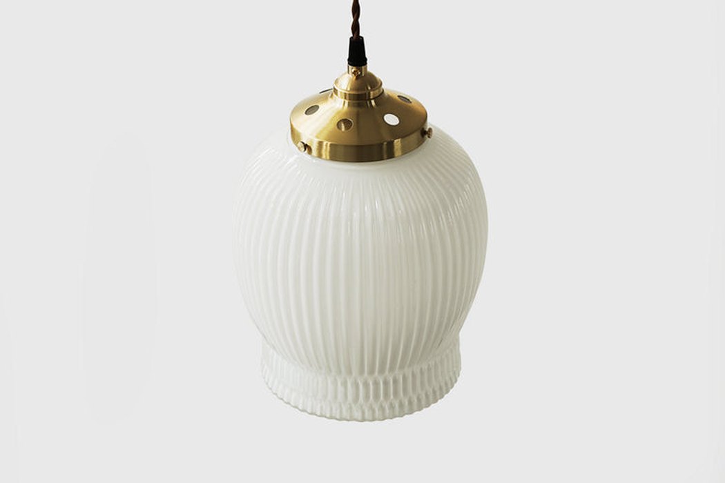 Greta fluted frosted glass mid century modern pendant light