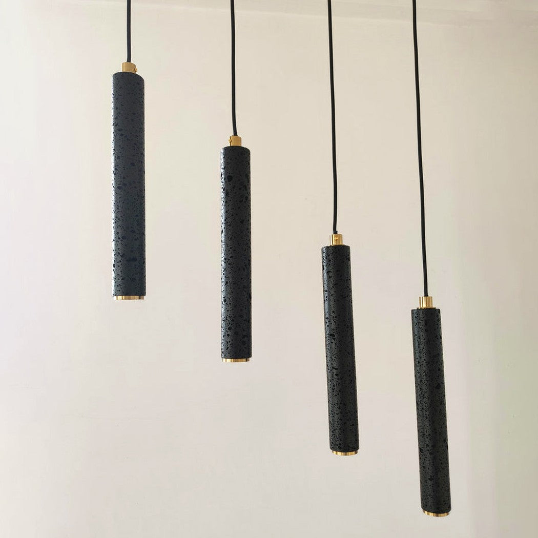 Black Lava A Stone Minimalist Line Pendant Light