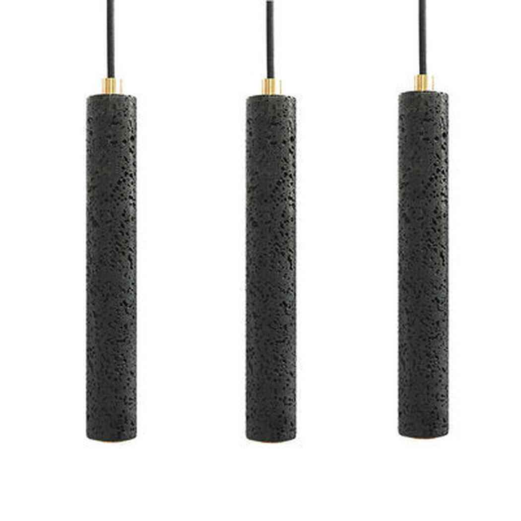 Black Lava A Stone Minimalist Line Pendant Light
