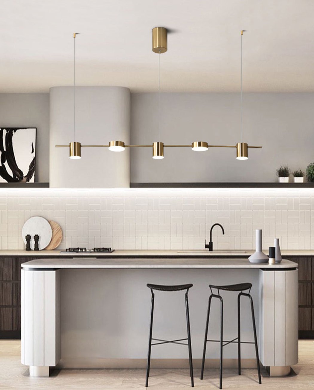Nori Minimalist Brass Pendant Light Chandelier
