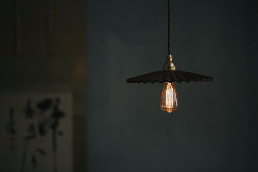 Caffeine fluted walnut wooden shade pendant light