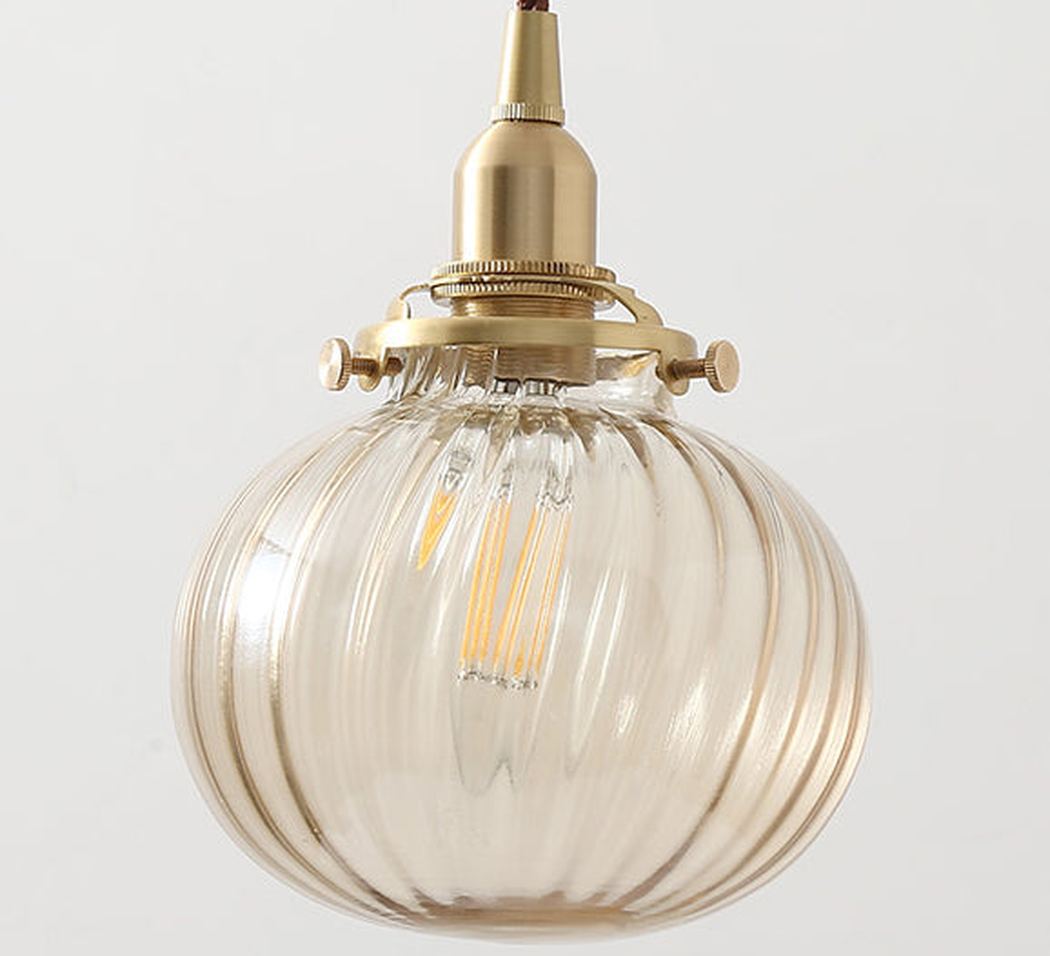 Anemone swirled glass brass pendant Light