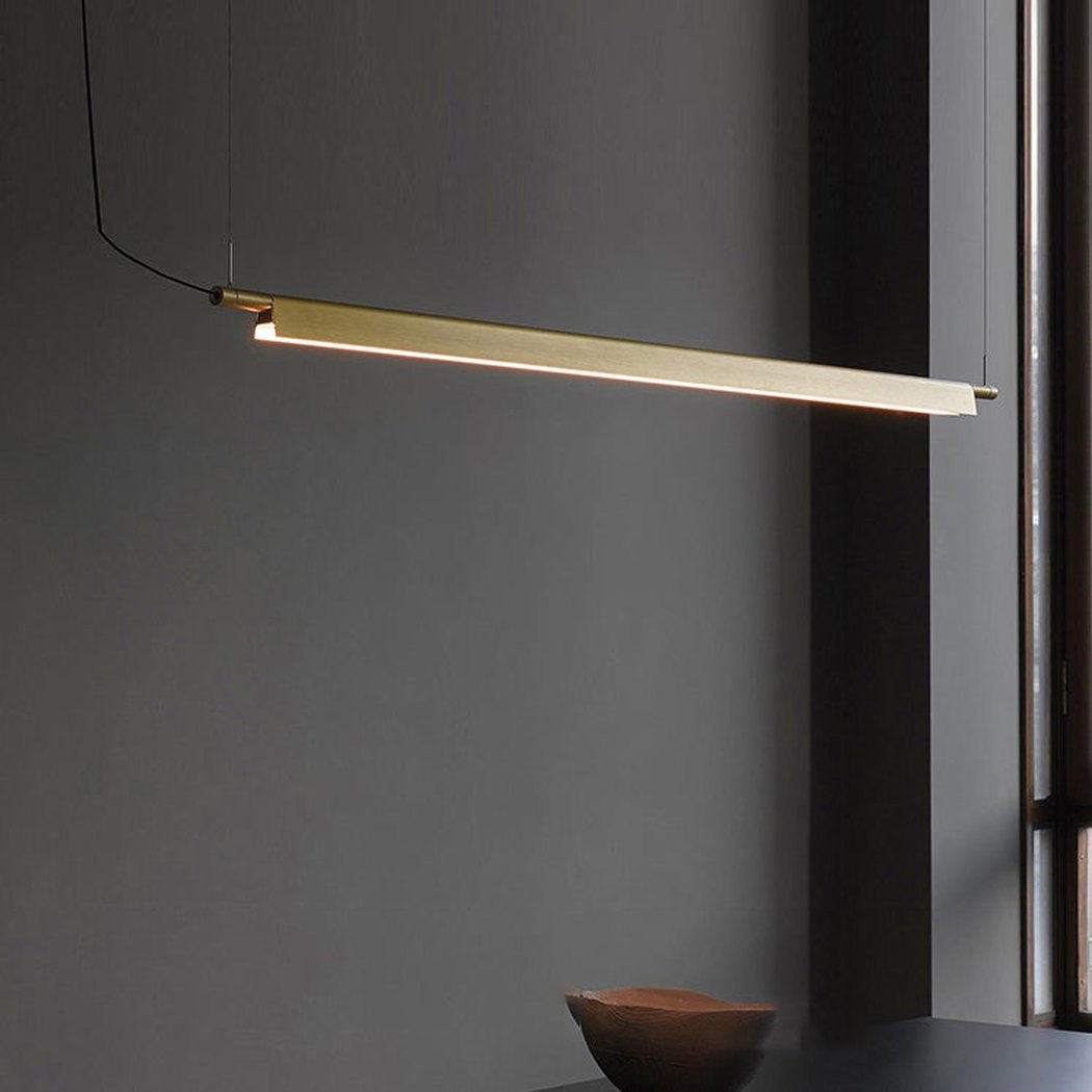 Ando Minimalist Line Brass Kitchen Island Pendant Light