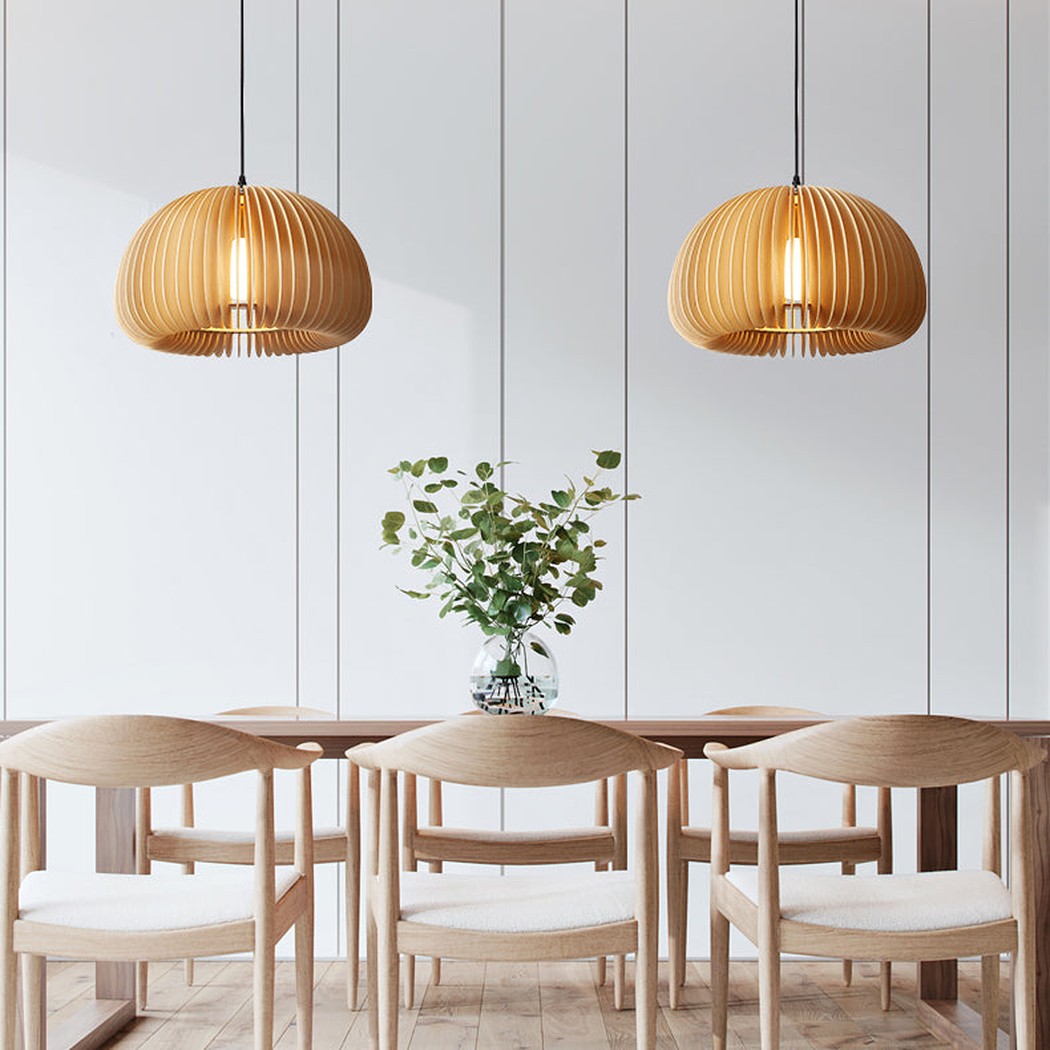 Septo Wooden Shade Japandi Pendant Light
