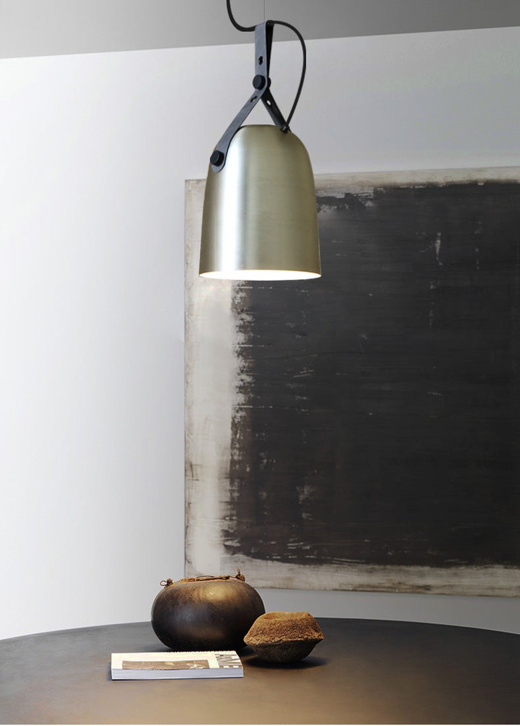 Kemi loft minimalist monochrome pendant light with strap handle