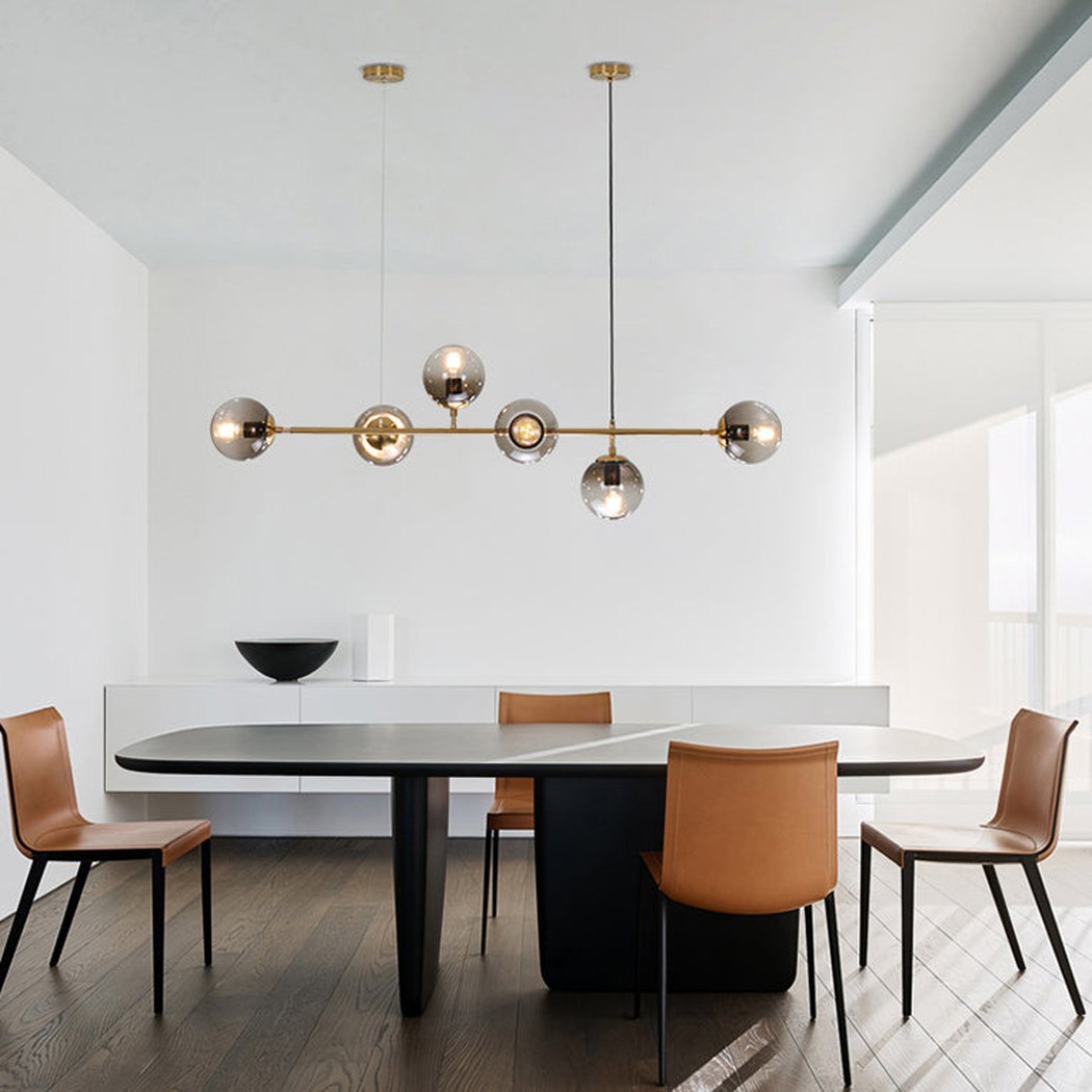 Olive Tree Branch Line Chandelier dining area