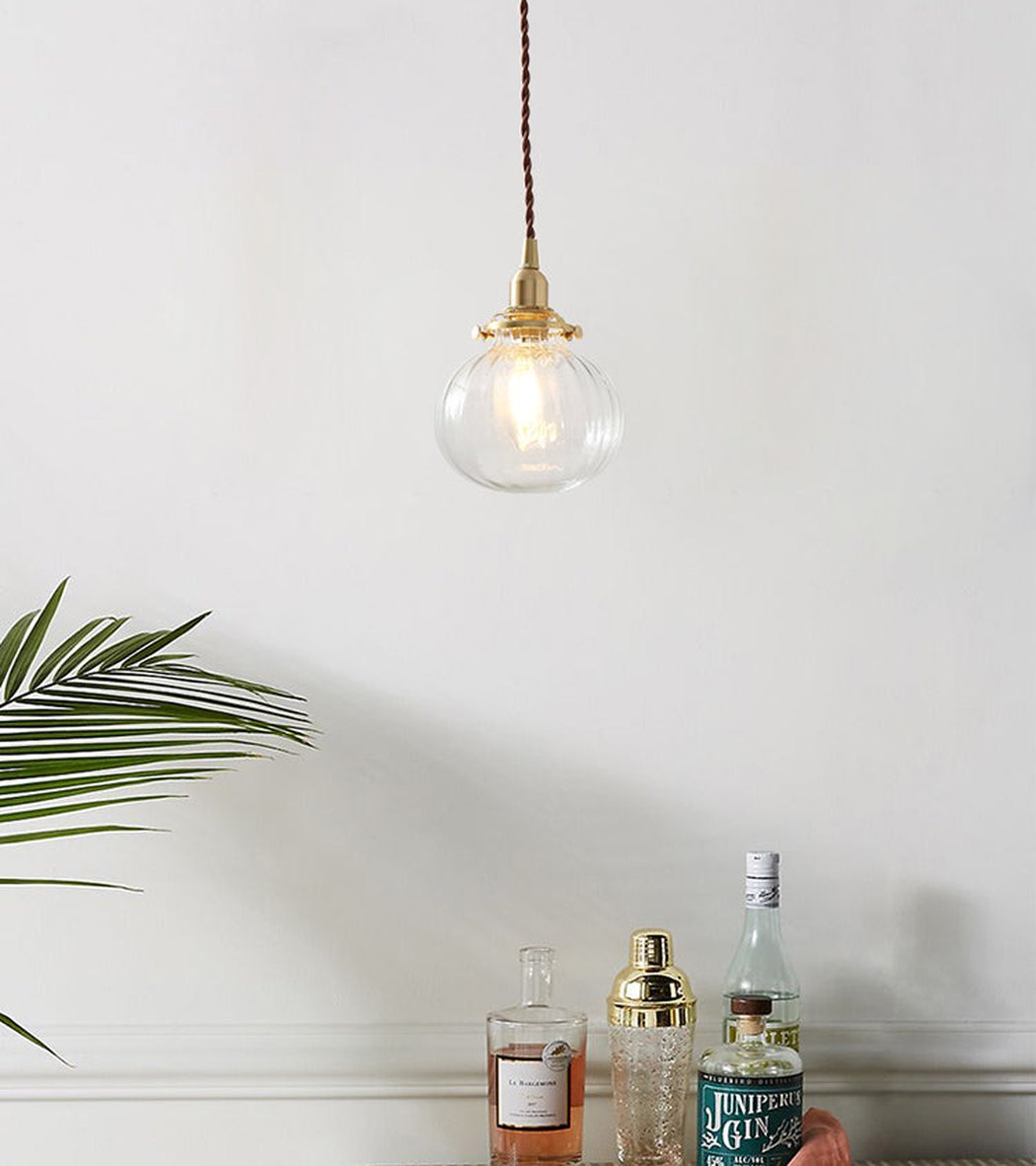 Anemone swirled glass brass pendant Light