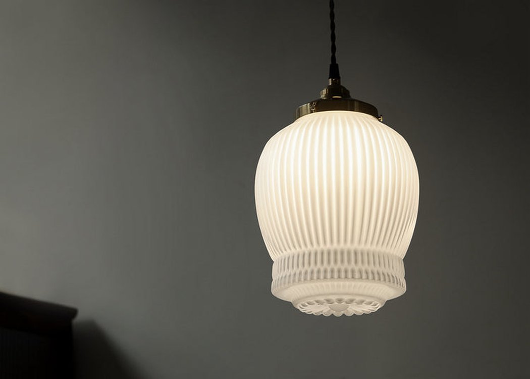Greta fluted frosted glass mid century modern pendant light