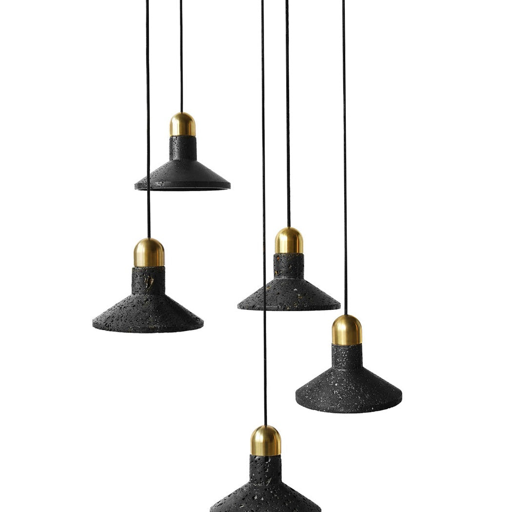 Black Lava D Stone Minimalist Line Pendant Light
