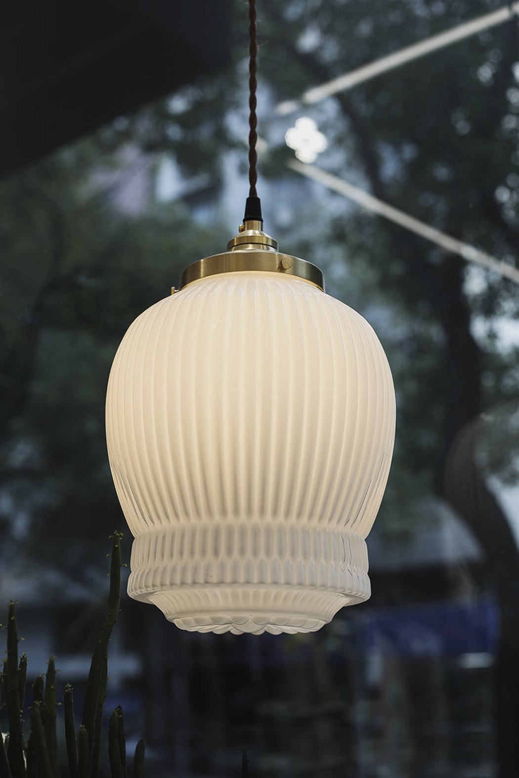 Greta fluted frosted glass mid century modern pendant light