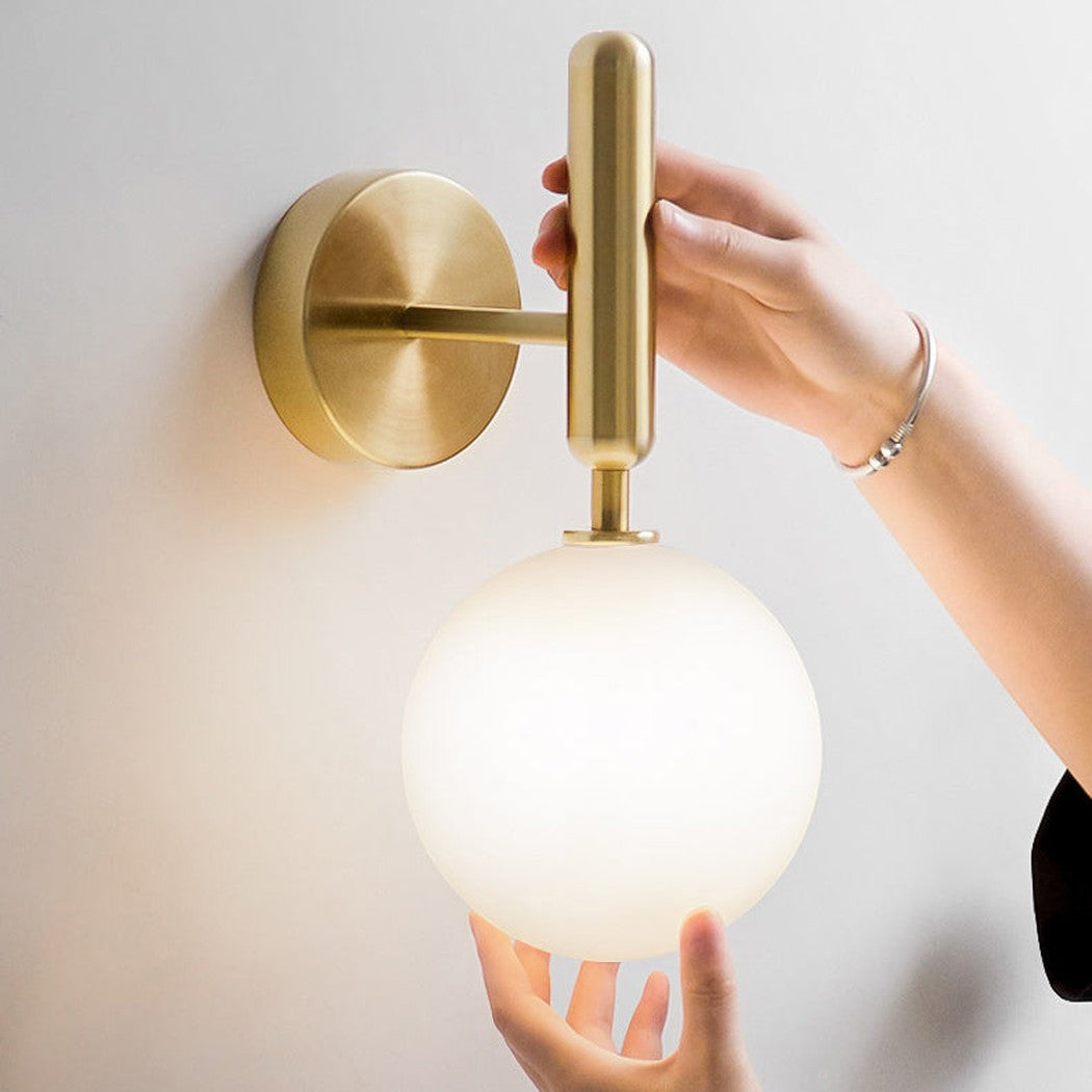 Art Deco Carlisle Glass Ball Brass Wall Light