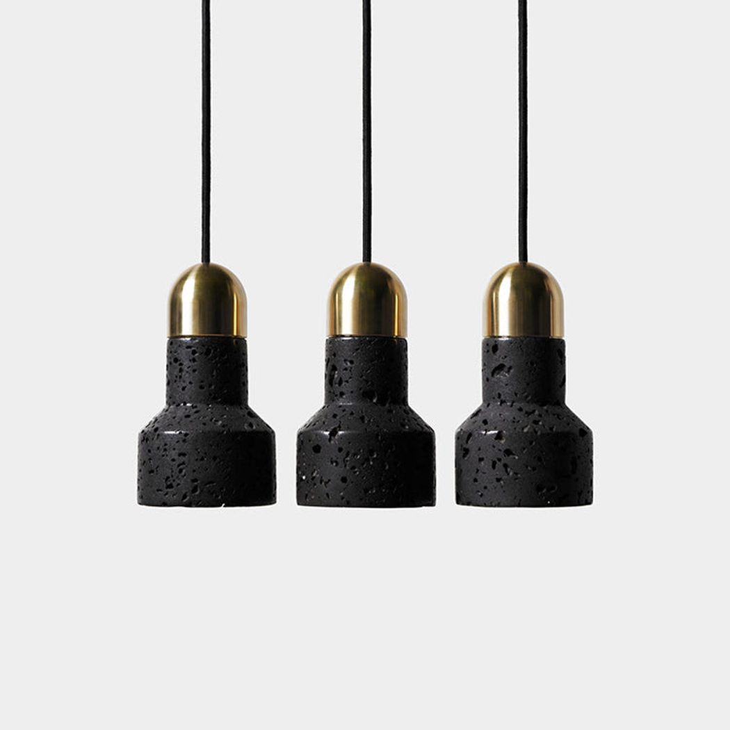 Black Lava F Stone Minimalist Line Pendant Light