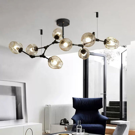 Carmen multi lamp glass pendant light chandelier with amber tinted shades