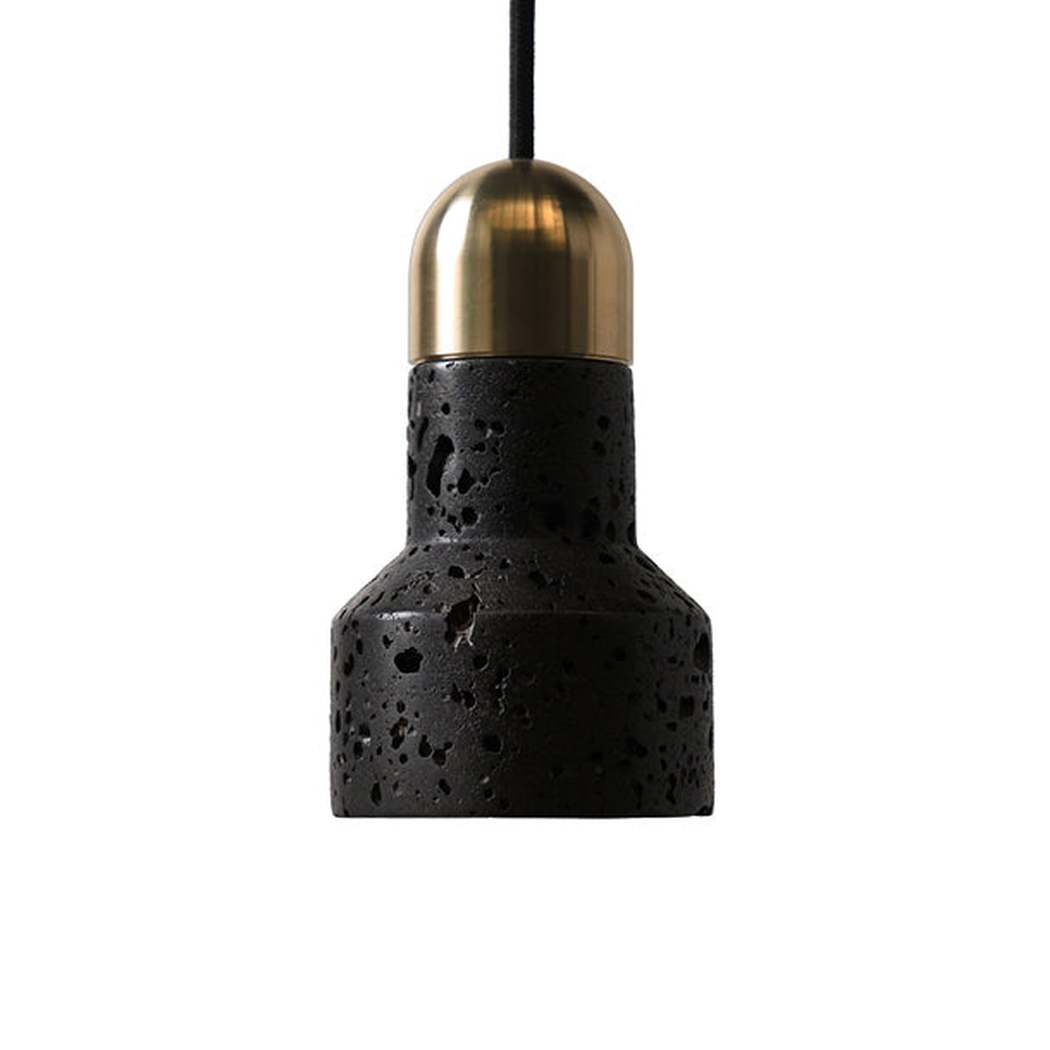 Black Lava F Stone Minimalist Line Pendant Light
