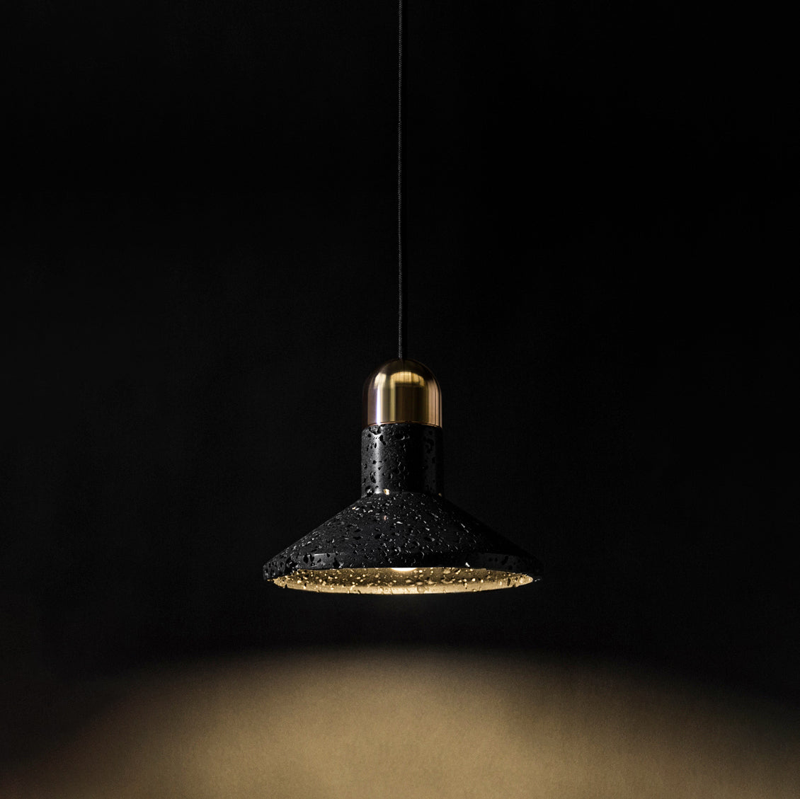 Black Lava D Stone Minimalist Line Pendant Light