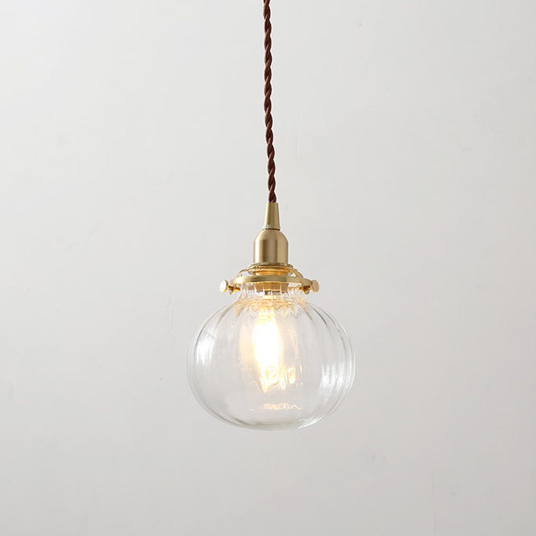 Anemone swirled glass brass pendant Light