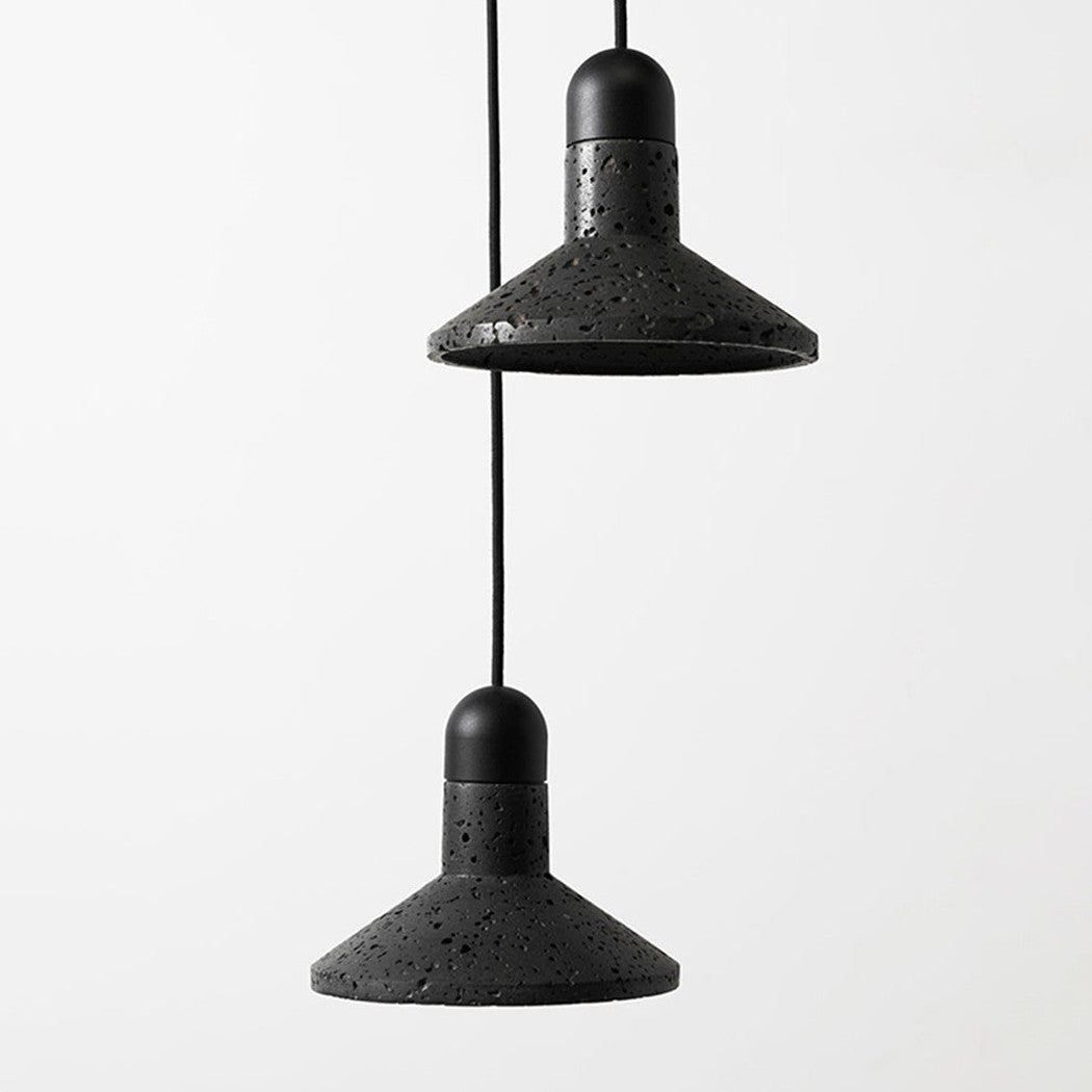Black Lava D Stone Minimalist Line Pendant Light
