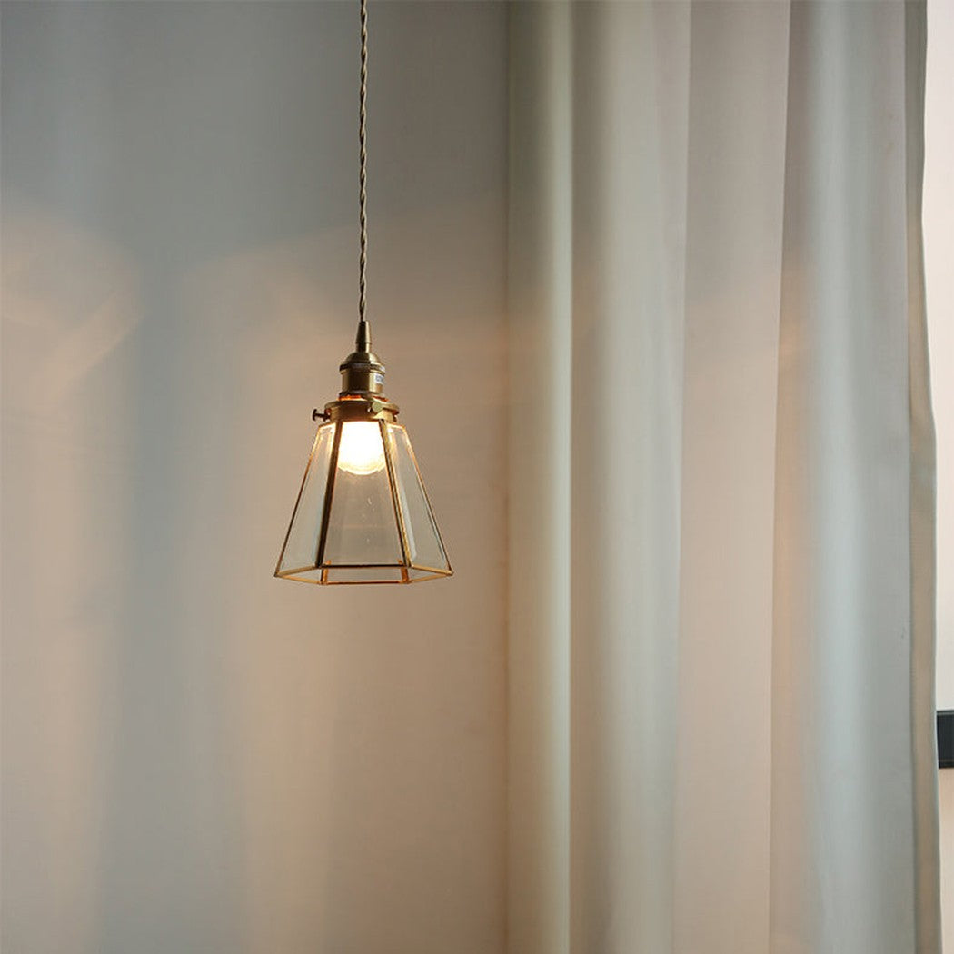 Lanterna brass frame glass pendant light