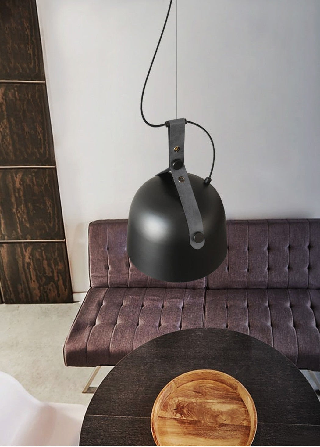Kemi loft minimalist monochrome pendant light with strap handle