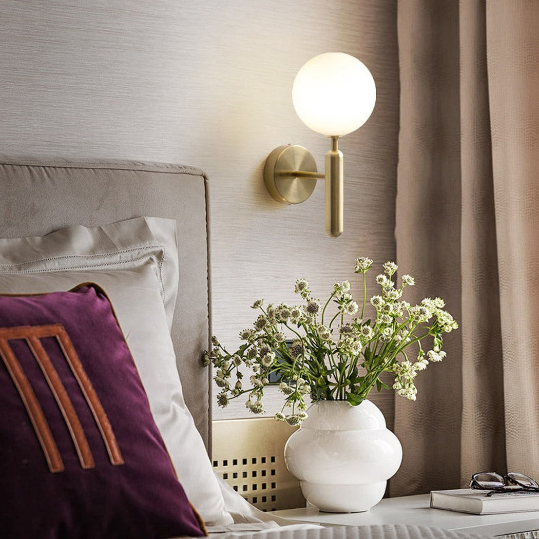 Art Deco Carlisle Glass Ball Brass Wall Light