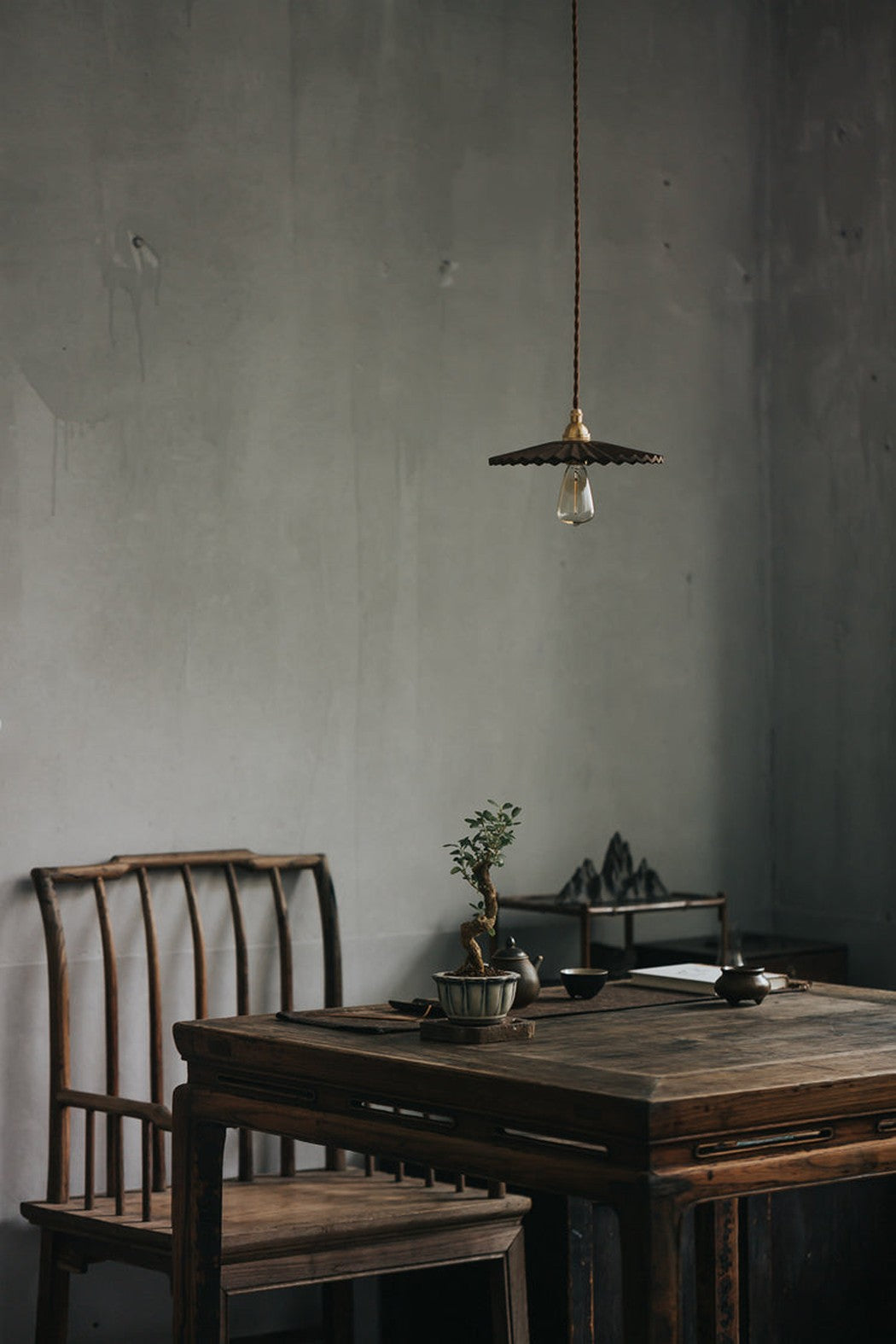 Caffeine fluted walnut wooden shade pendant light