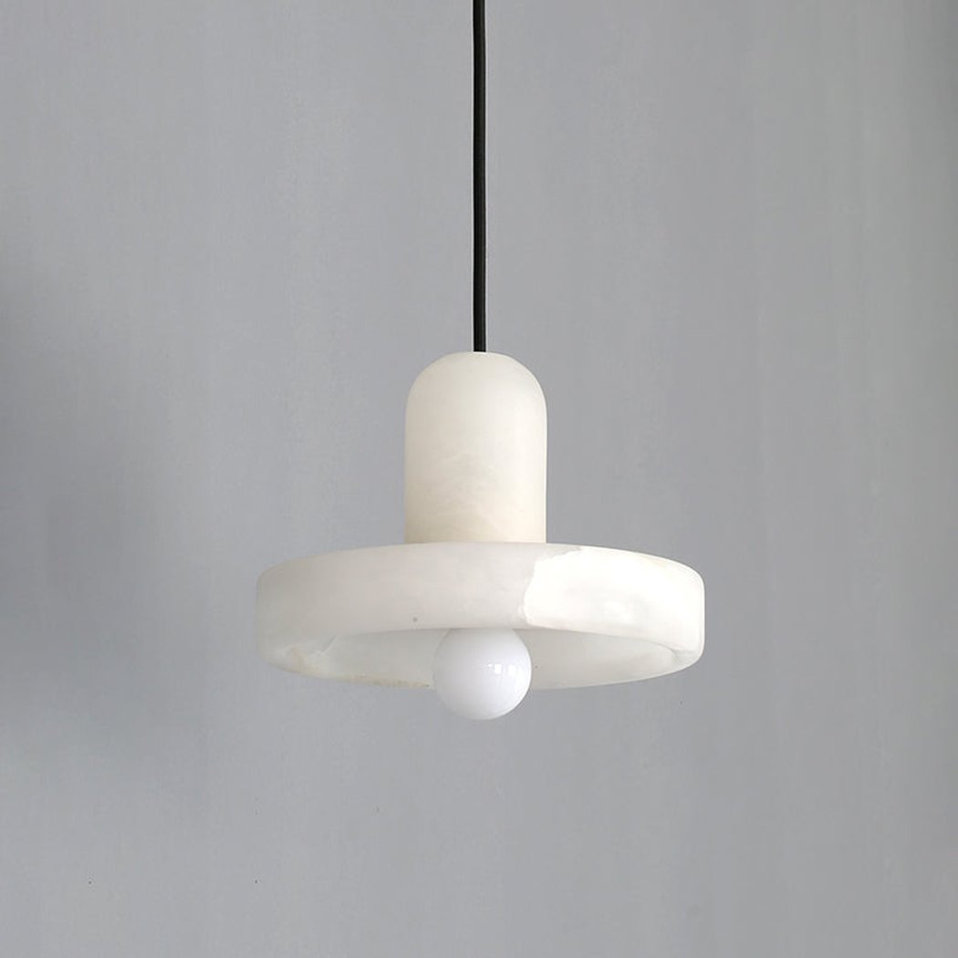 Carrara White Stone Minimalist Line Elegant Pendant Light
