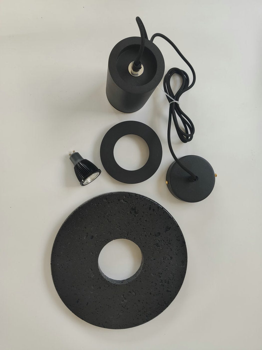 Black Lava C Stone Minimalist Line Pendant Light