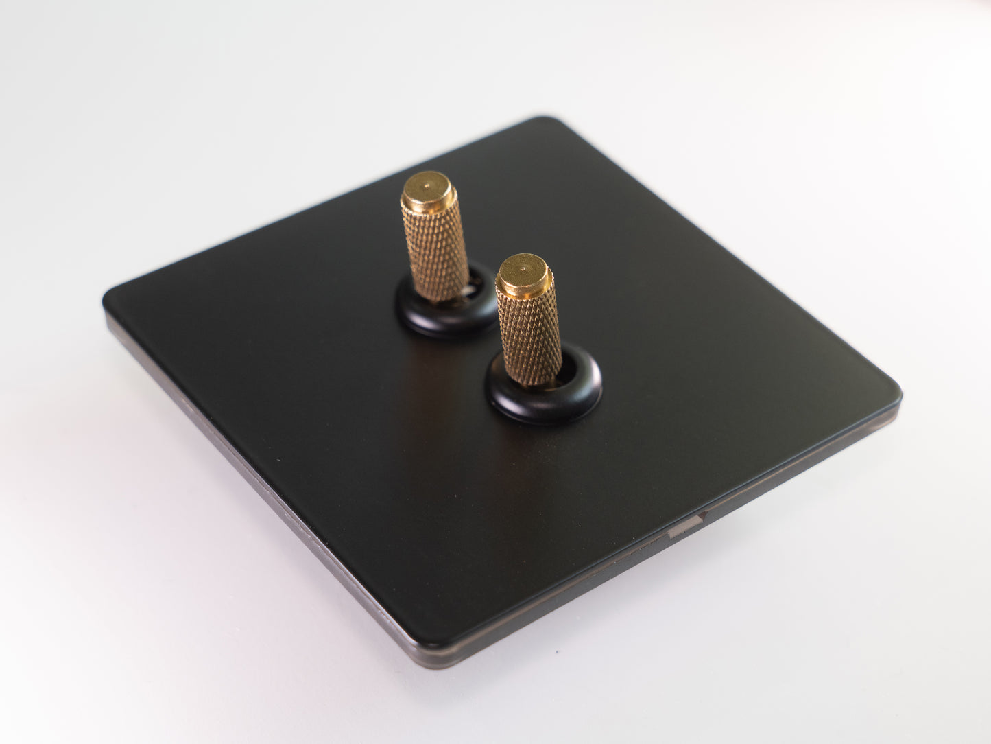 Paddington Knurled Brass And Black Double Light Switch
