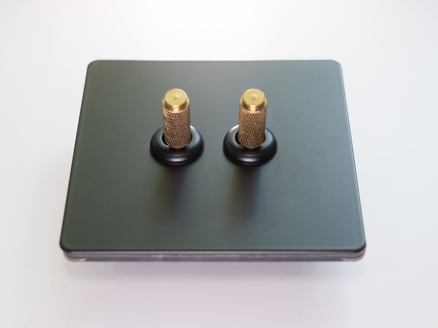 Paddington Knurled Brass And Black Double Light Switch