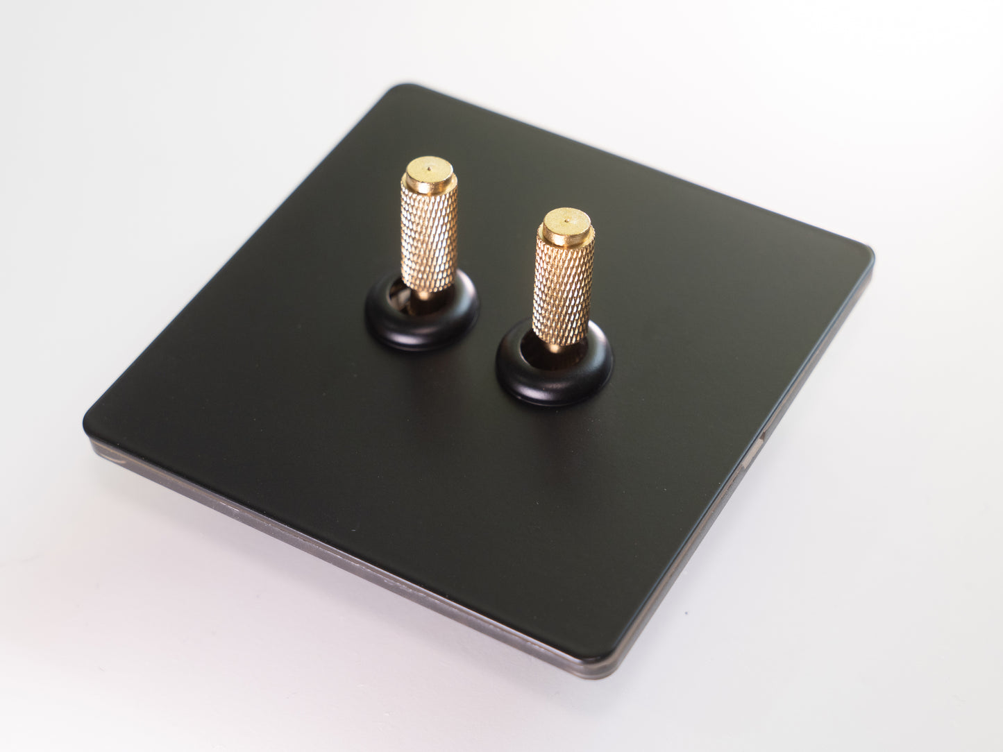 Paddington Knurled Brass And Black Double Light Switch