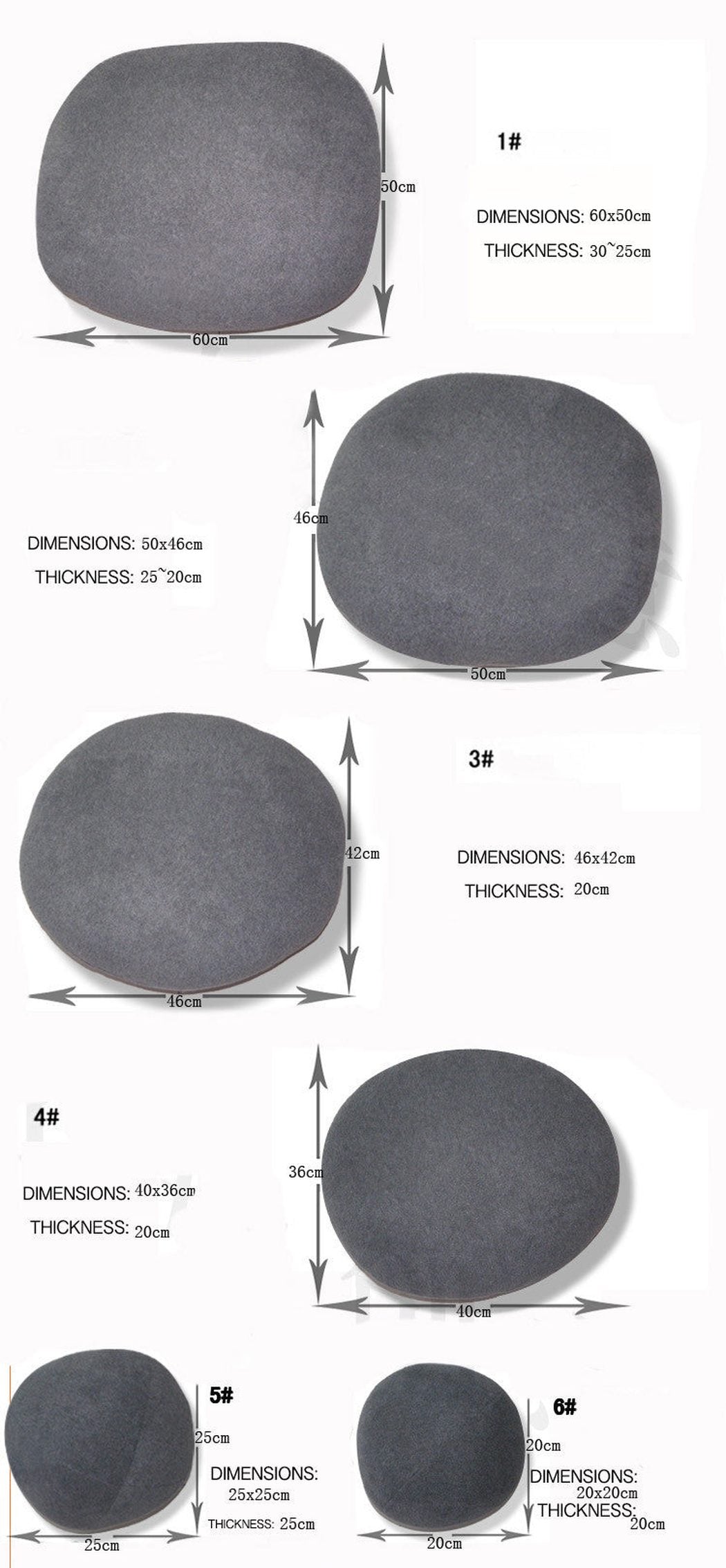 Pebble Stone Pillow Cushion Cover (Pack of 6)