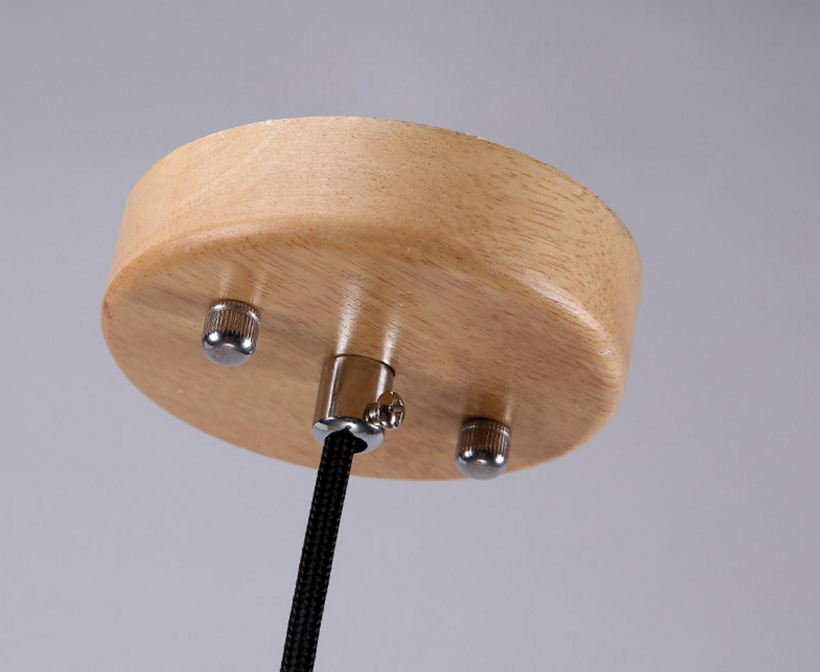 Sangkar Metal Cage Pendant Light With Wooden Base