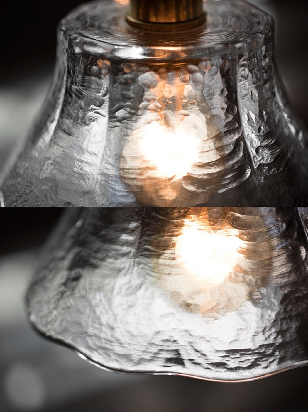 Petunia glass mid century pendant light - model A close up