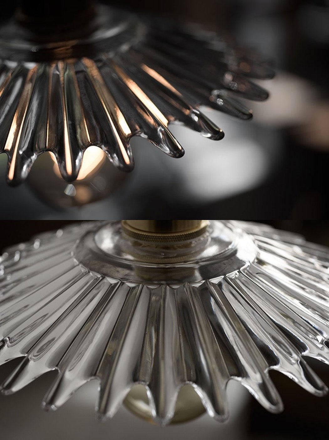 Petunia glass mid century pendant light - model B close up