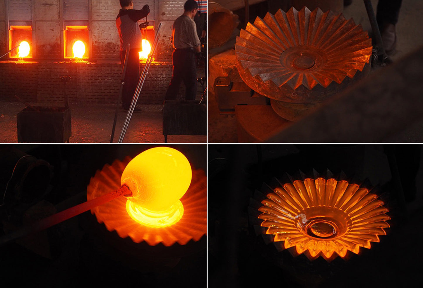 Petunia glass mid century pendant light - making of behind the scenes