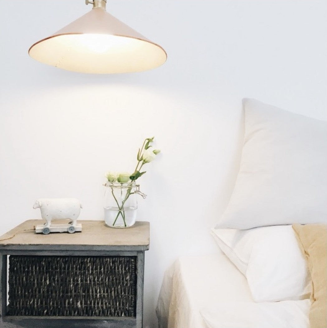 leather cone pendant light turned on